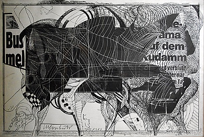 1987 - Berliner Stier 2 -  Tusche Collage Papierschnitt - 80x122cm